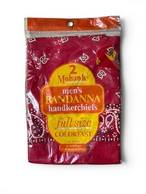 Mohawk 1950’s Men's Red Bandanna Handkerchief new in bag - Set of 2 unisex